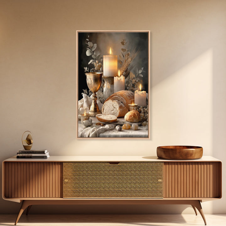 Graceful Still Table, Framed Canvas Print, Christian Wall Art, White Christmas Art, Christian Art Canvas, Christian Decor