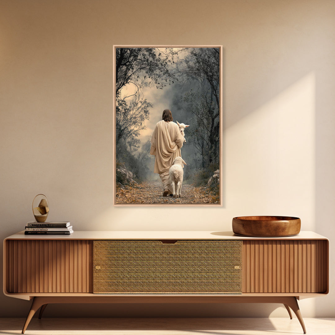 Lamb Of Peace – Framed Canvas Print – Christian Art Print – Jesus Painting – Christian Wall Art – Christian Art Gift – Modern Christian Art