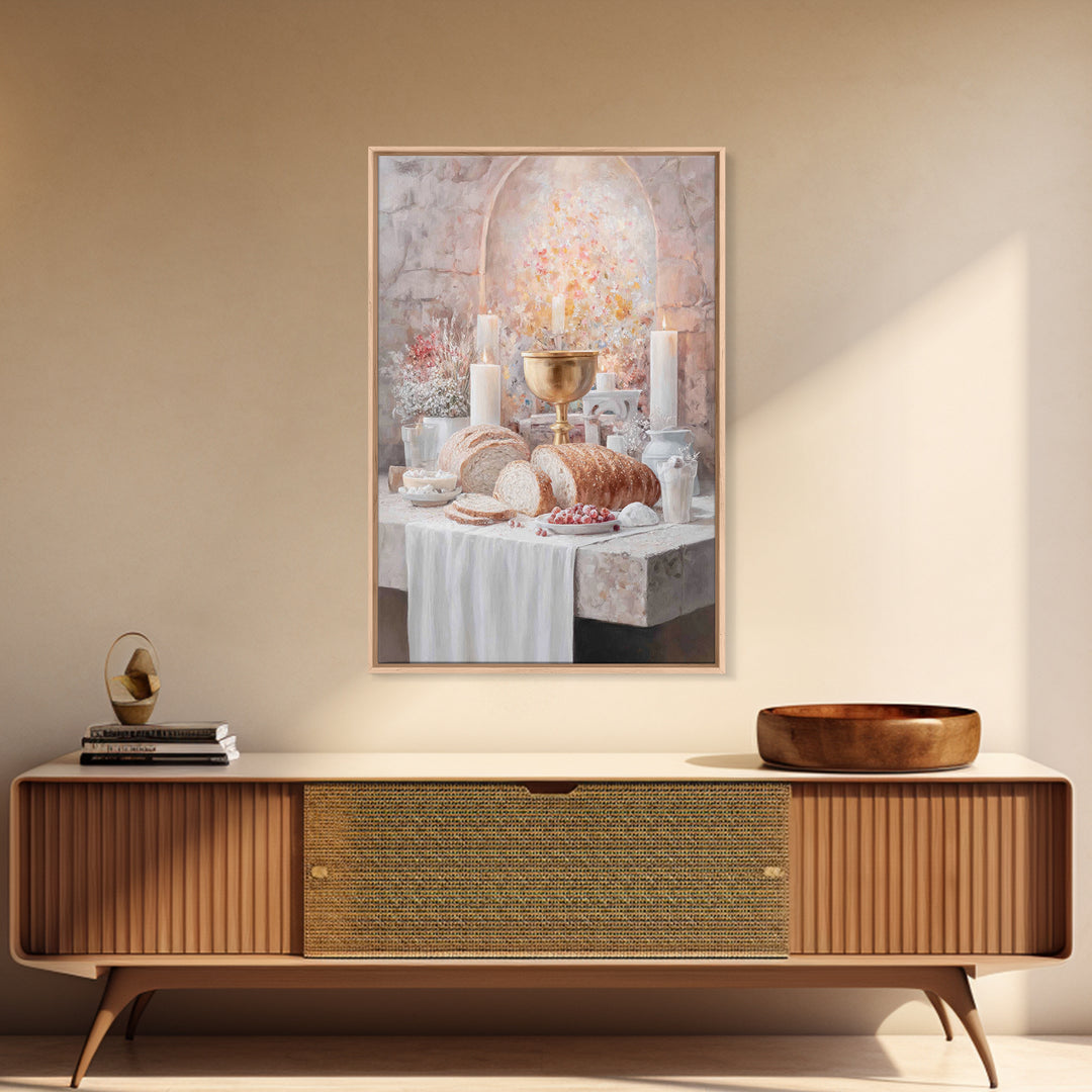 Candlelit Blessings | Framed Canvas Print | Christian Art Canvas | Christian Wall Art | Moody Christian Art | Christmas Art Prints