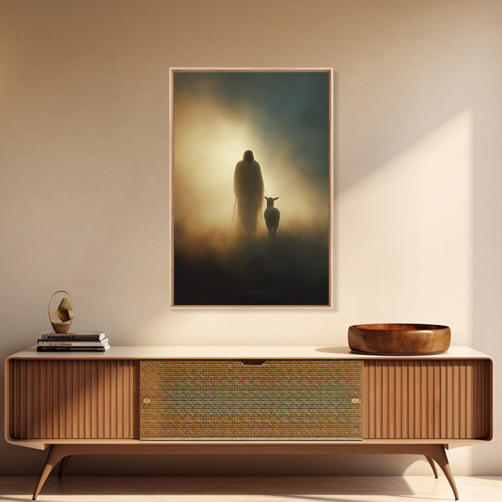 Heaven’s Lantern Glow, Framed Canvas Print, Christian Wall Art, Christian Art Canvas, Christian Art, Jesus Painting, Christian Christmas Ar