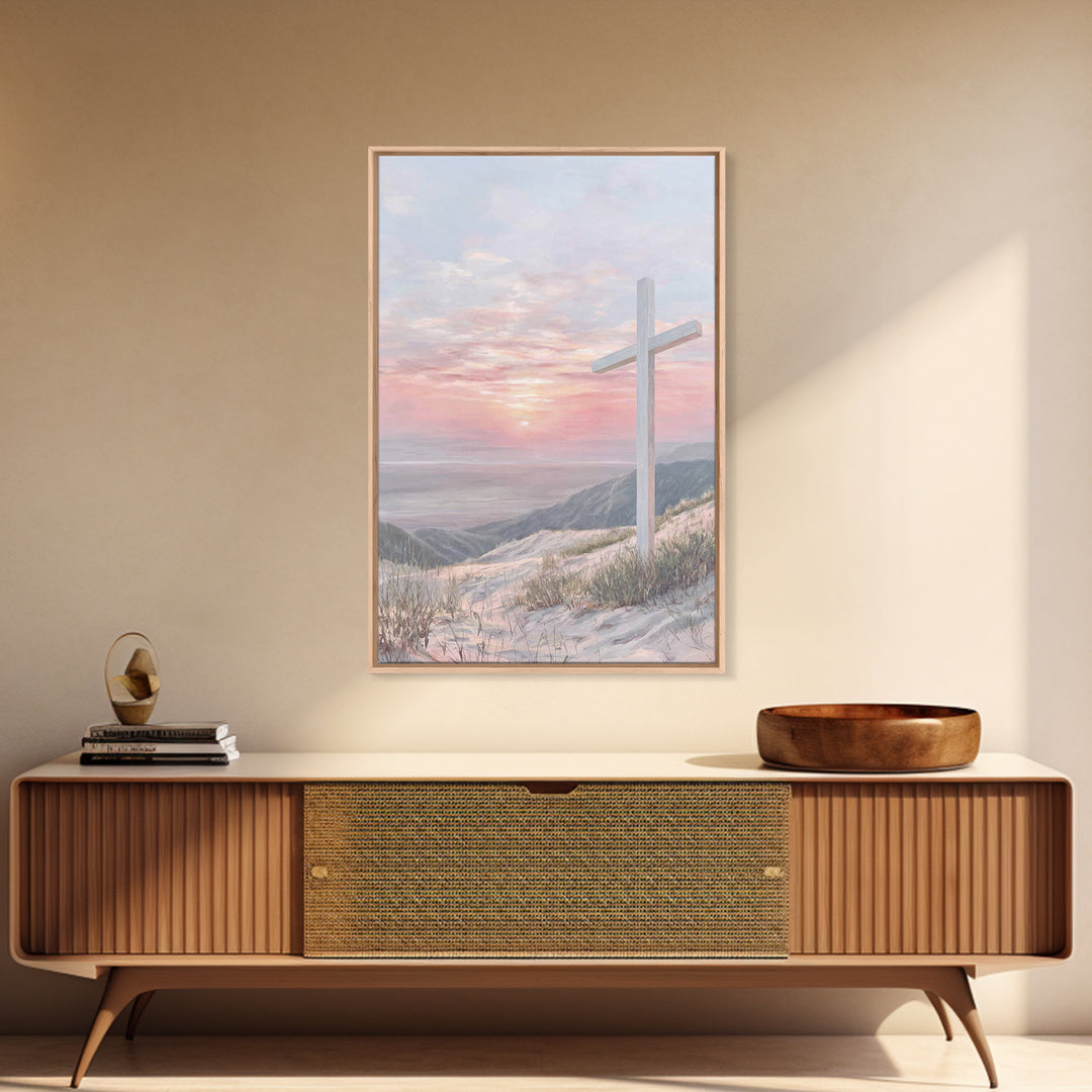 Dawn Of Redemption – Framed Canvas Print – Christian Wall Art – Christian Art Canvas – Modern Christian Painting – Christian Gift Ideas