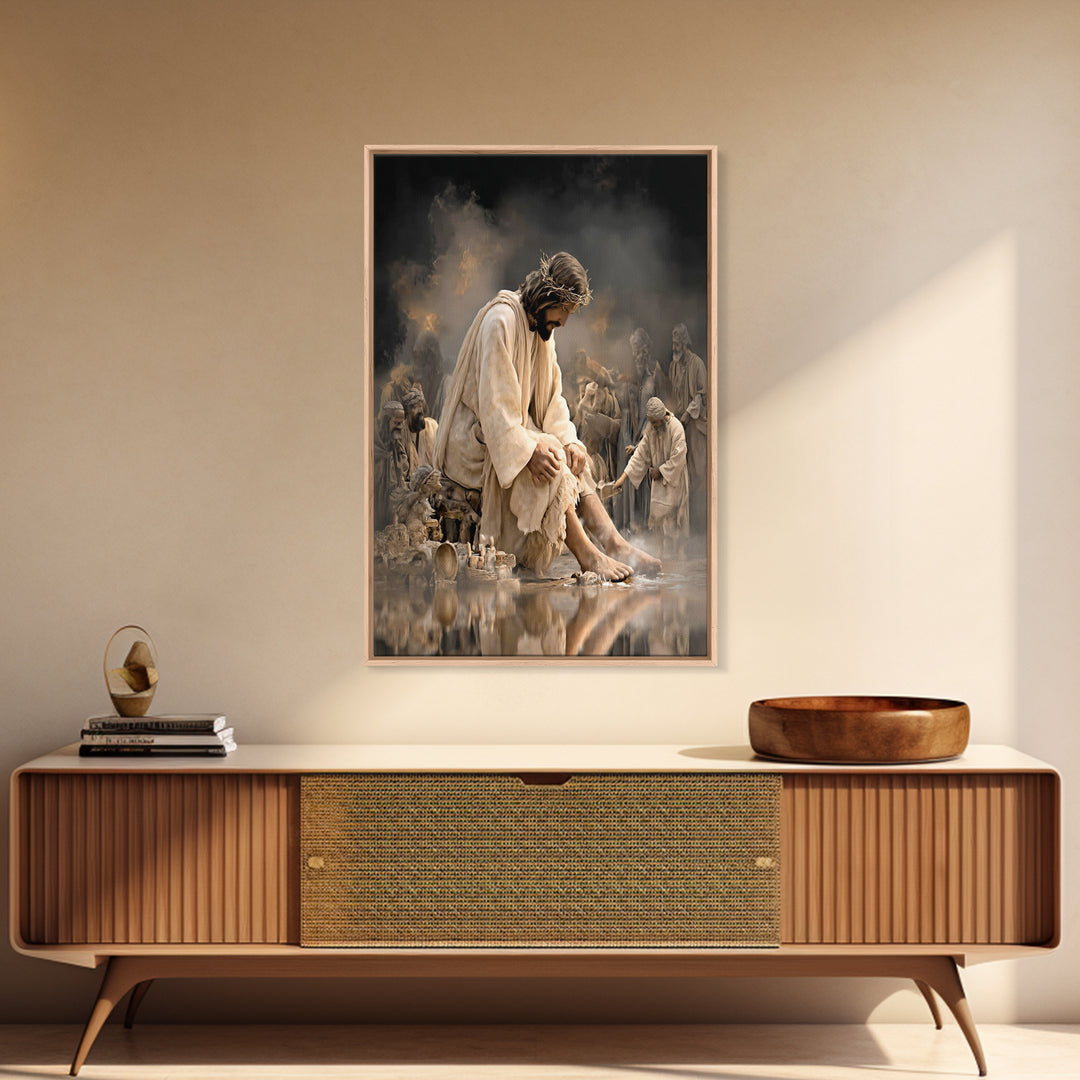 Quiet Servant Grace – Framed Canvas Print – Christian Wall Art – Jesus Painting – Christian Art Canvas – Christian Decor – Modern Christian