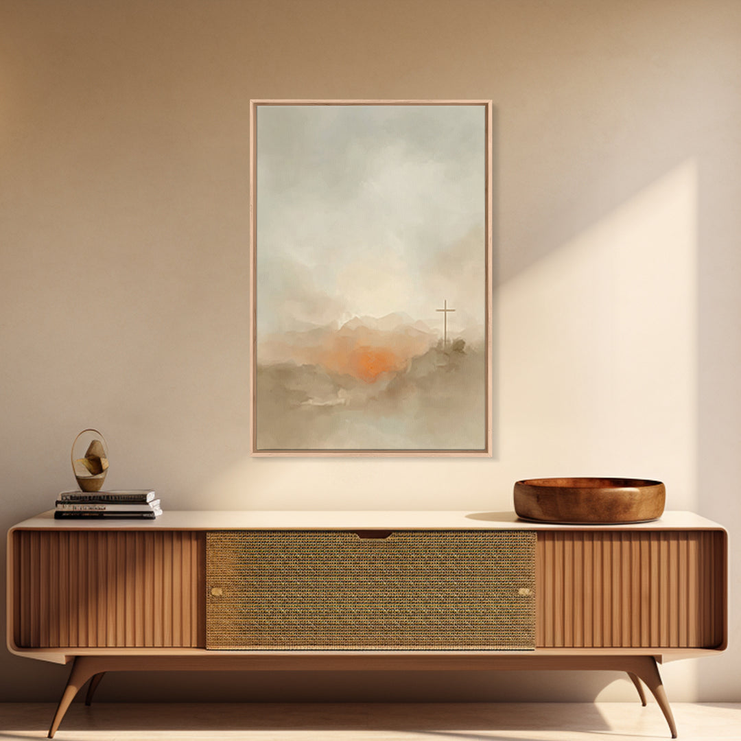 Crosslight Horizon – Framed Canvas Print – Christian Art Canvas – Christian Wall Art – Abstract Christian Art – Christian Decoration