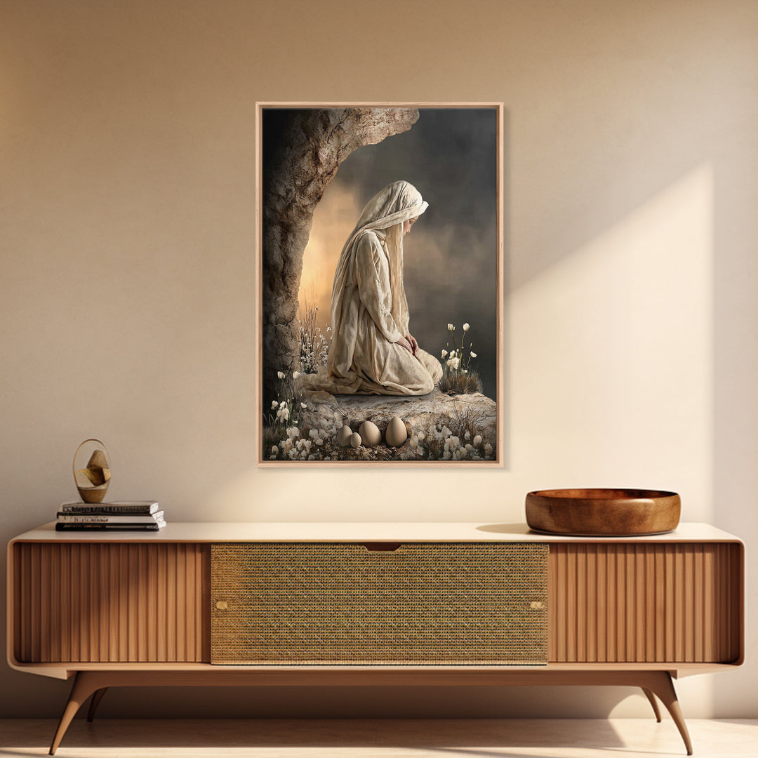Sacred Vigil – Framed Canvas Print – Christian Wall Art – Christian Art Canvas – Christian Painting – Moody Christian Art – Christian Art G