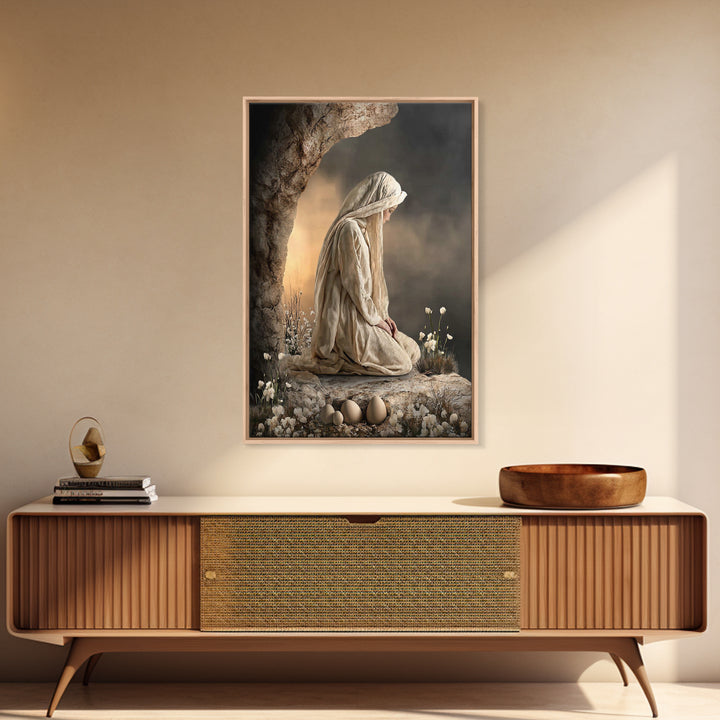 Sacred Vigil – Framed Canvas Print – Christian Wall Art – Christian Art Canvas – Christian Painting – Moody Christian Art – Christian Art G