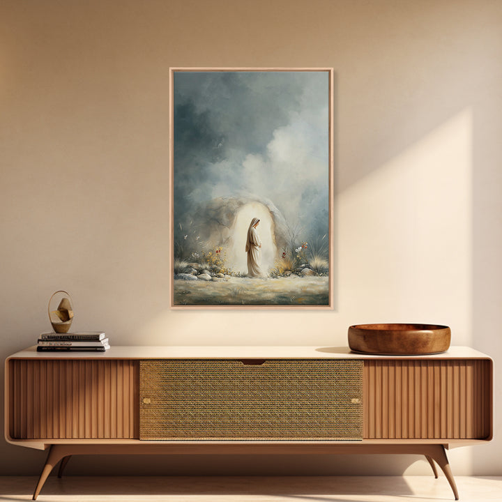 Tombside Dawn – Framed Canvas Print – Christian Art – Christian Art Canvas – Subtle Christian Art – Christian Wall Art – Christian Painting