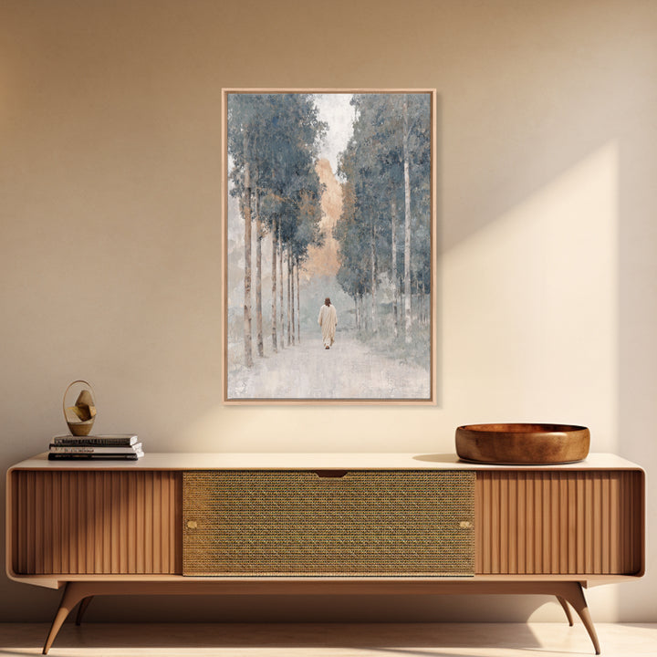 Walk In Peace – Framed Canvas Print – Christian Art Canvas – Blue Christian Art – Christian Wall Art – Christian Painting – Unique Christia