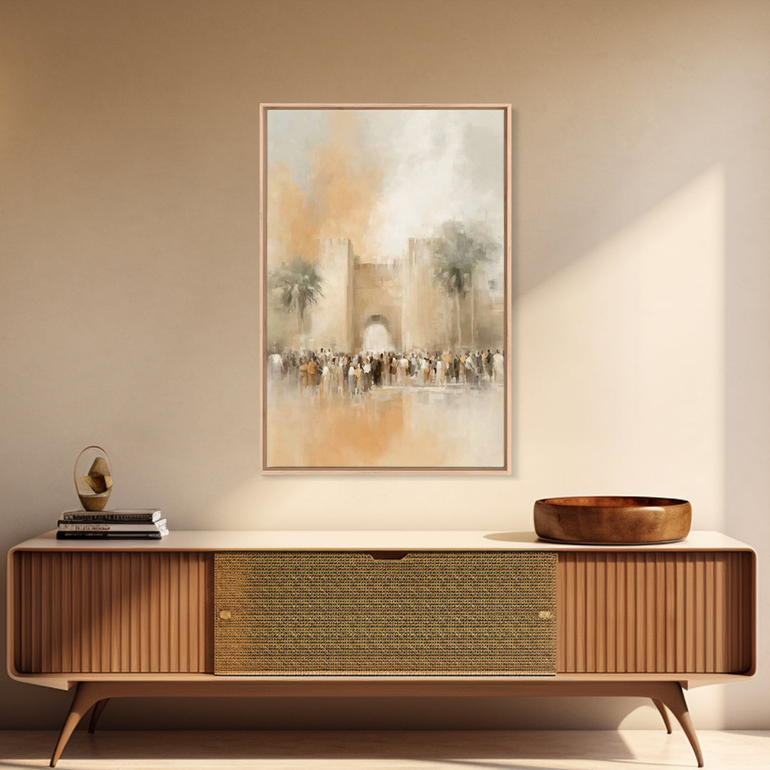 Hosanna At The Gate – Framed Canvas Print – Christian Wall Art – Christian Art Canvas – Christian Paintings – Moody Christian Art