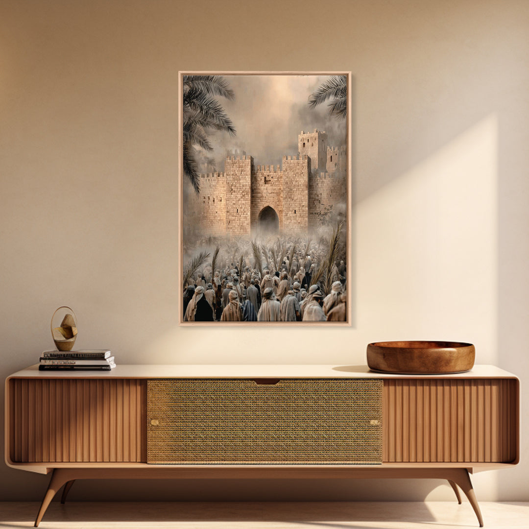 Triumphant Entry Dawn – Framed Canvas Print – Christian Art Painting – Christian Wall Art – Christian Art Canvas – Unique Christian Art