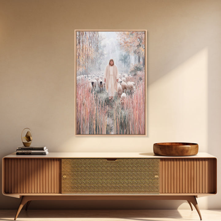 Shepherd Of Light | Framed Canvas Print | Jesus Painting Canvas | Christian Art | Large Jesus Wall Art | Modern Christian Painting