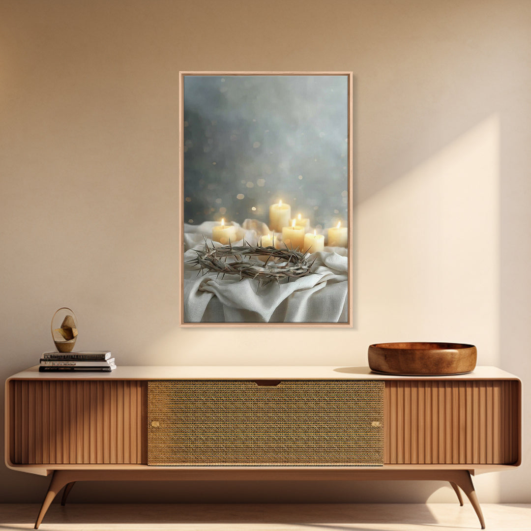 Glowing Redemption, Framed Canvas Print, Christian Art Canvas, Christian Wall Art, Moody Christian Art, Christian Gift Ideas
