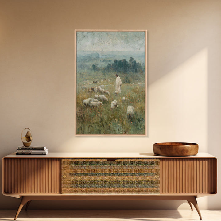 Hillside Blessing - Framed Canvas Print - Jesus Painting - Christian Art Canvas - Christian Wall Art - Pastoral Scenery - Christian Gift Id