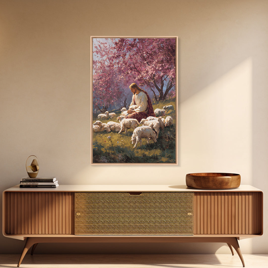 Blossoms Of Peace - Framed Canvas Print - Christian Art Canvas - Jesus Painting - Christian Wall Art - Spring Christian Art - Christian Gif