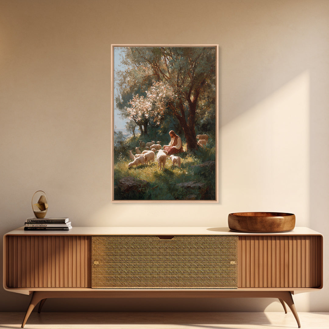 Garden Light – Framed Canvas Print – Christian Art Canvas – Jesus Painting – Christian Wall Art – Vintage Christian Art – Christian Gift Id