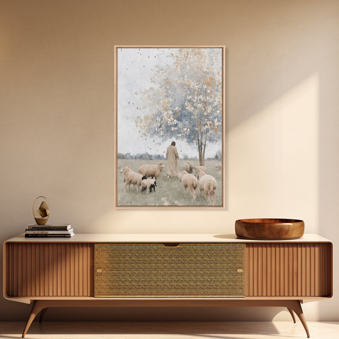 Skyward Meadow – Framed Canvas Print – Christian Wall Art – Jesus Painting – Christian Art Canvas – Subtle Christian Art – Christian Decor