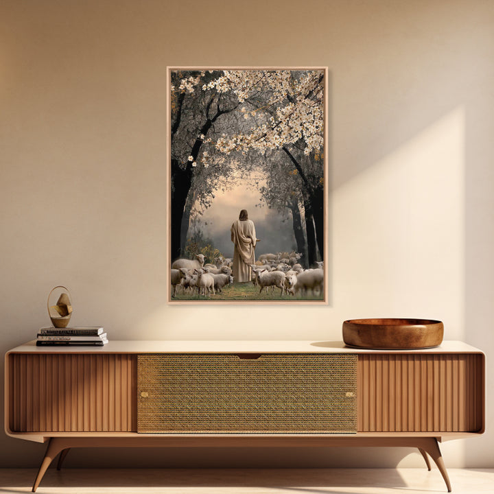 Blossom Path – Framed Canvas Print – Christian Art Canvas – Christian Art Print – Jesus Painting – Christian Wall Art – Christian Christmas