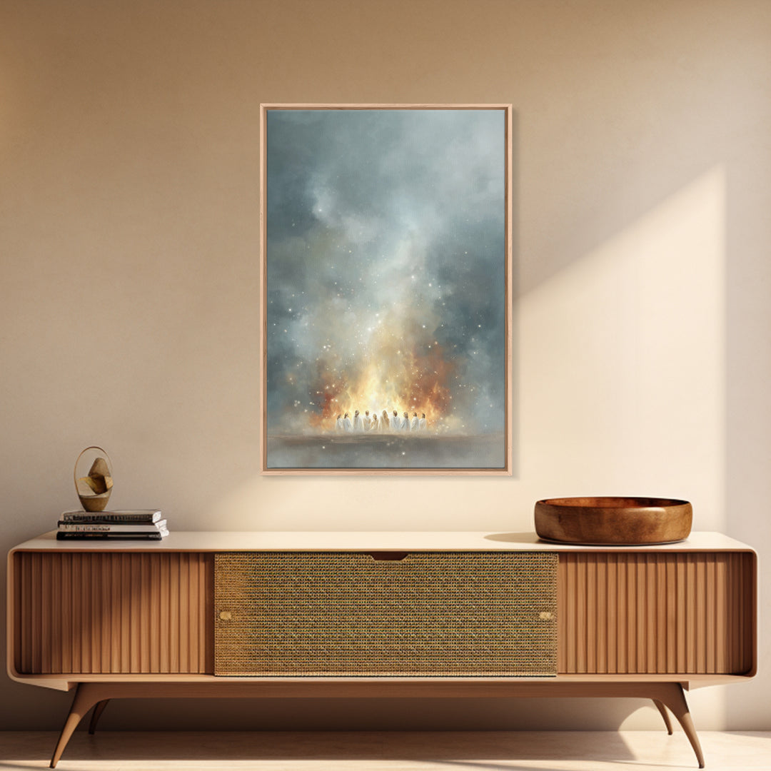 Heavenly Fire – Framed Canvas Print – Christian Wall Art – Christian Art Canvas – Jesus Painting – Moody Christian Art – Large Christian Pa
