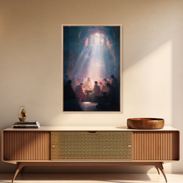 Table Of Light – Framed Canvas Print – Christian Art Canvas – Christian Wall Art – Large Jesus Painting – Modern Christian Art – Christian