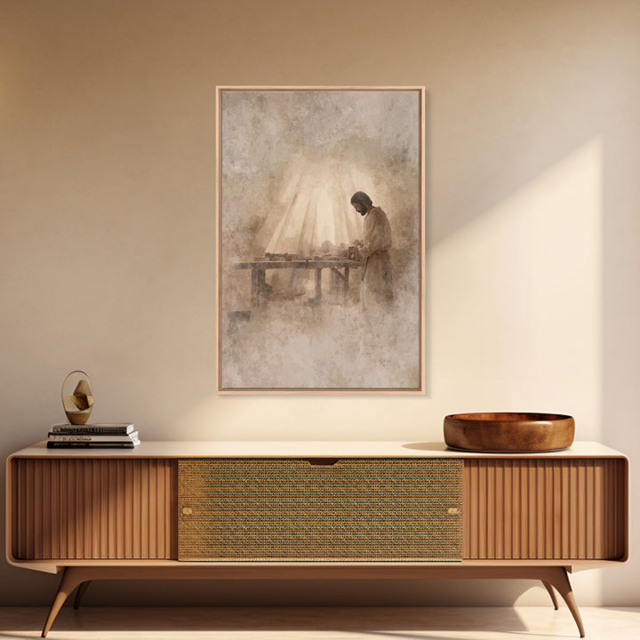 Carpenter’s Grace – Framed Canvas Print – Christian Art Canvas – Christian Wall Art – Christian Painting – Vintage Christian Art – Christia