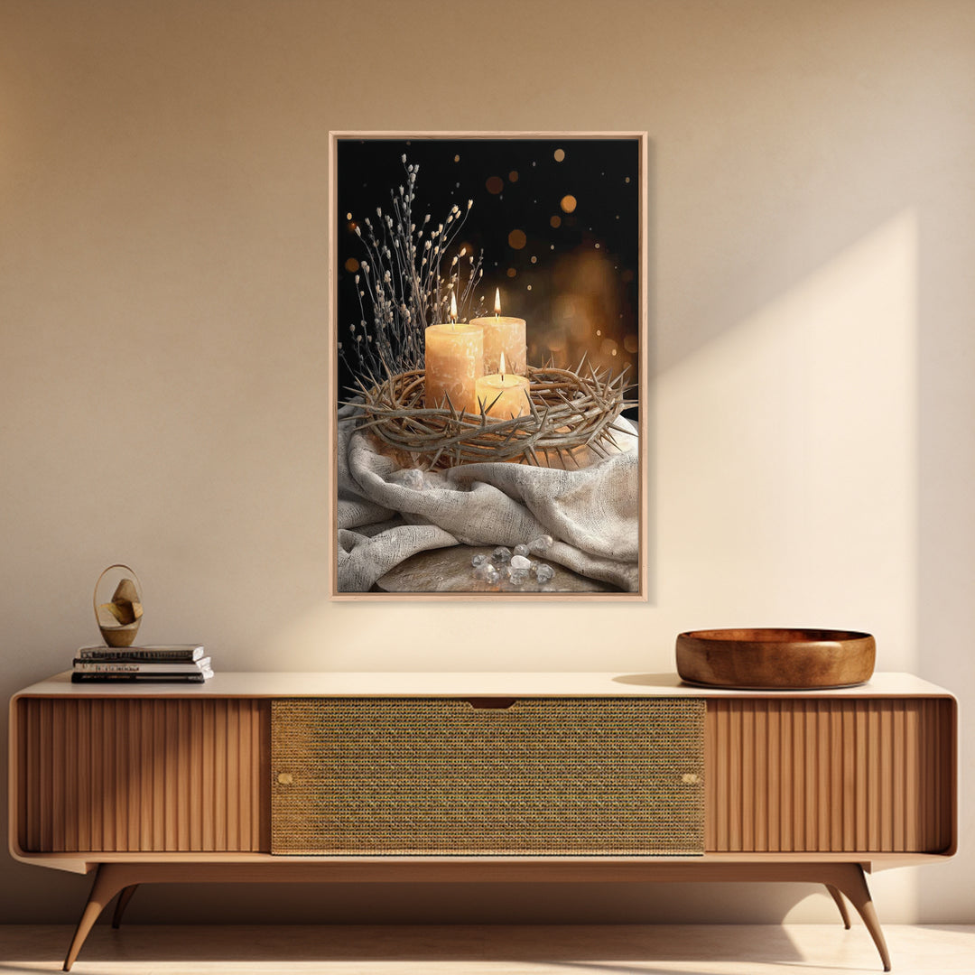 Crown Of Light – Framed Canvas Print – Christian Wall Art – Christian Art Canvas – Christmas Art – Christian Decor – Moody Christian Art