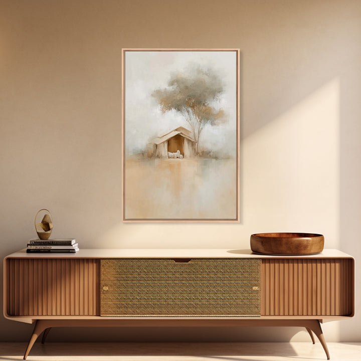 Silent Manger Peace – Framed Canvas Print – Christian Art Canvas – Minimalist Christian Art – Christmas Wall Art – Unique Christian Art – C