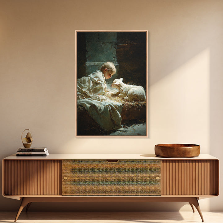Holy Child Light – Framed Canvas Print – Christian Art Canvas – Christian Wall Art – Jesus Christmas Art – Vintage Christian Art – Christia