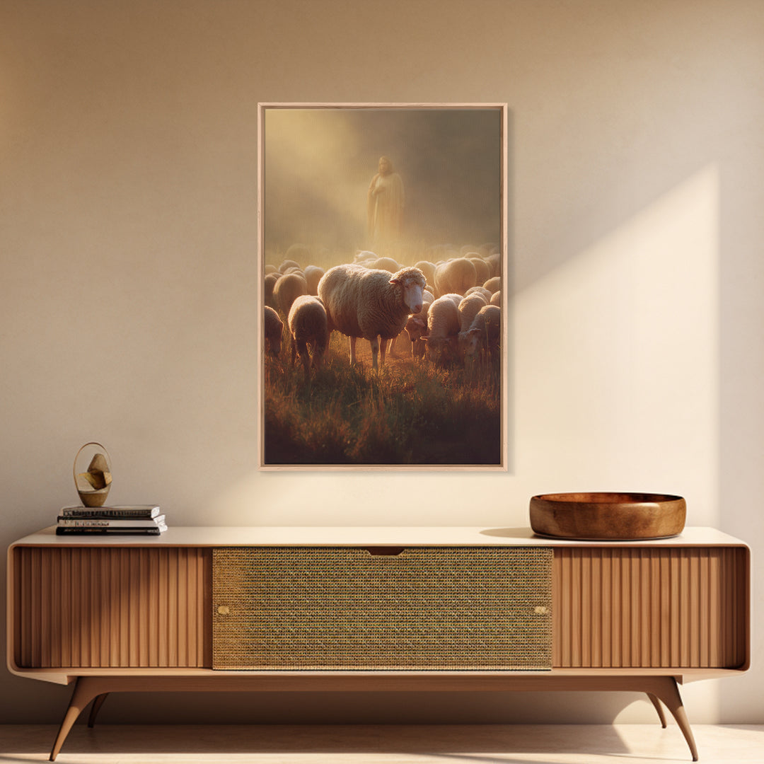 Shepherd’s Watchlight – Framed Canvas Print – Jesus Painting – Christian Art Canvas – Christian Christmas Art – Moody Christian Art – Chris