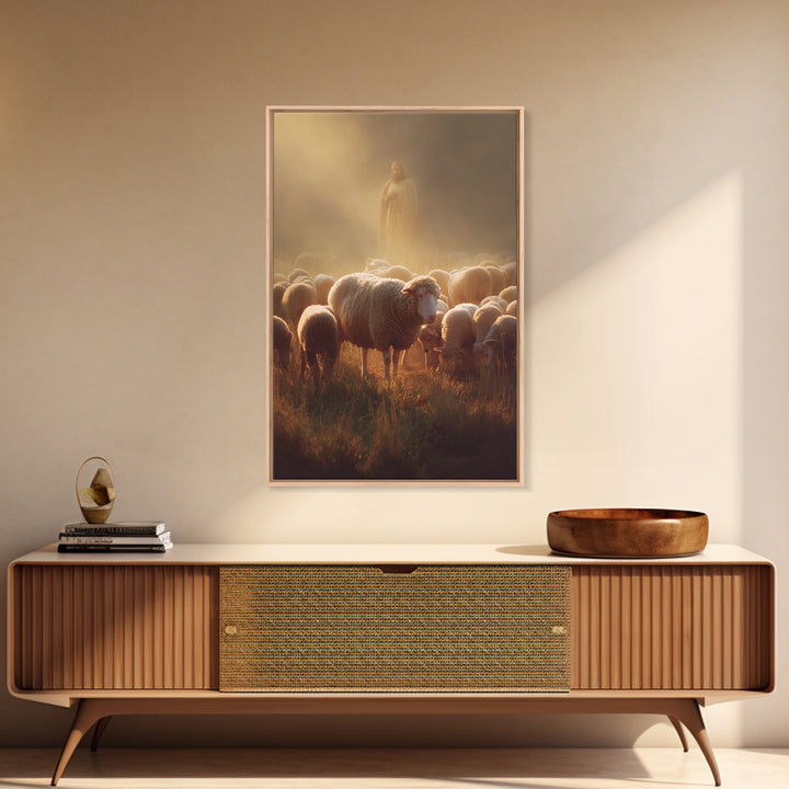 Shepherd’s Watchlight – Framed Canvas Print – Jesus Painting – Christian Art Canvas – Christian Christmas Art – Moody Christian Art – Chris
