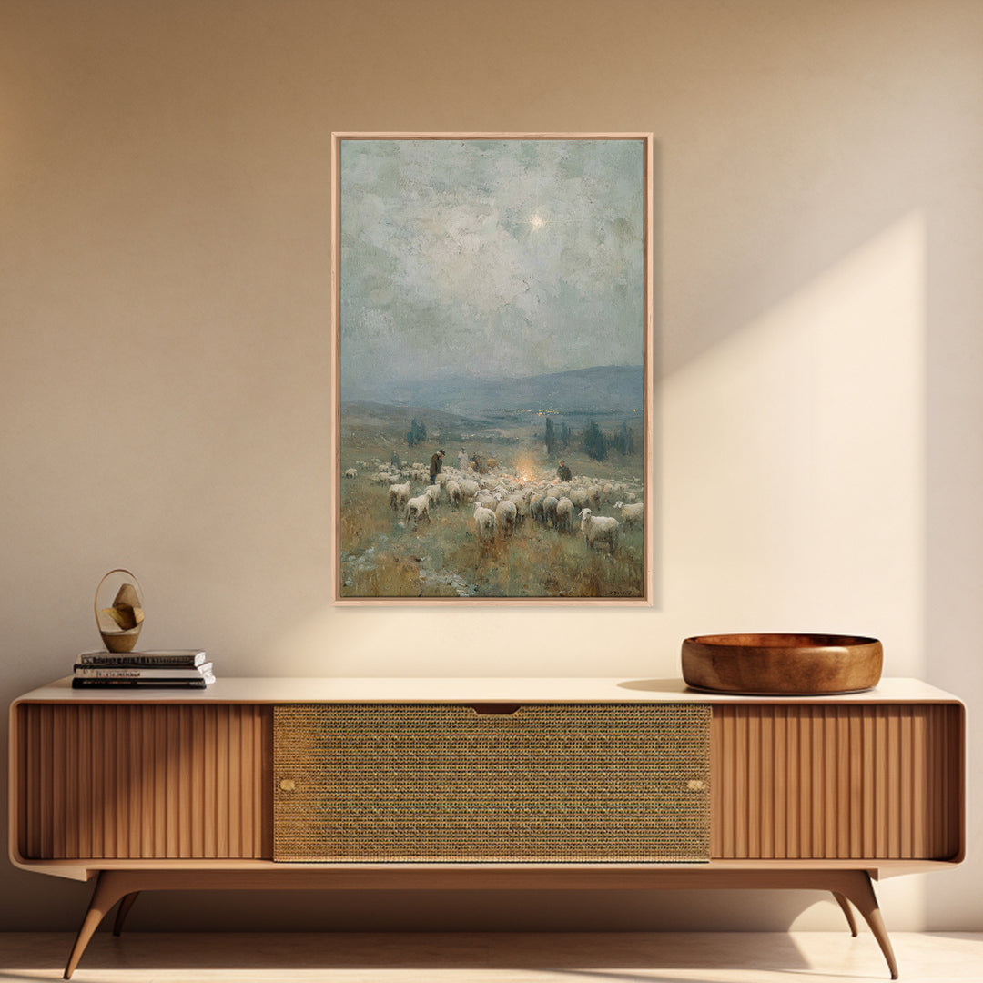 Bethlehem Horizon Star – Framed Canvas Print – Christian Wall Art – Christian Christmas Art – Christian Art Canvas – Pastoral Scenery – Chr