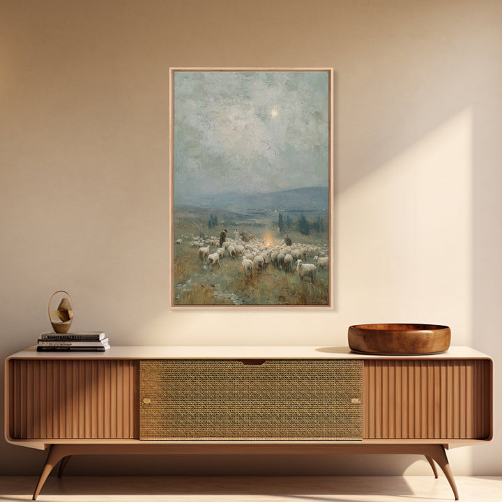 Bethlehem Horizon Star – Framed Canvas Print – Christian Wall Art – Christian Christmas Art – Christian Art Canvas – Pastoral Scenery – Chr