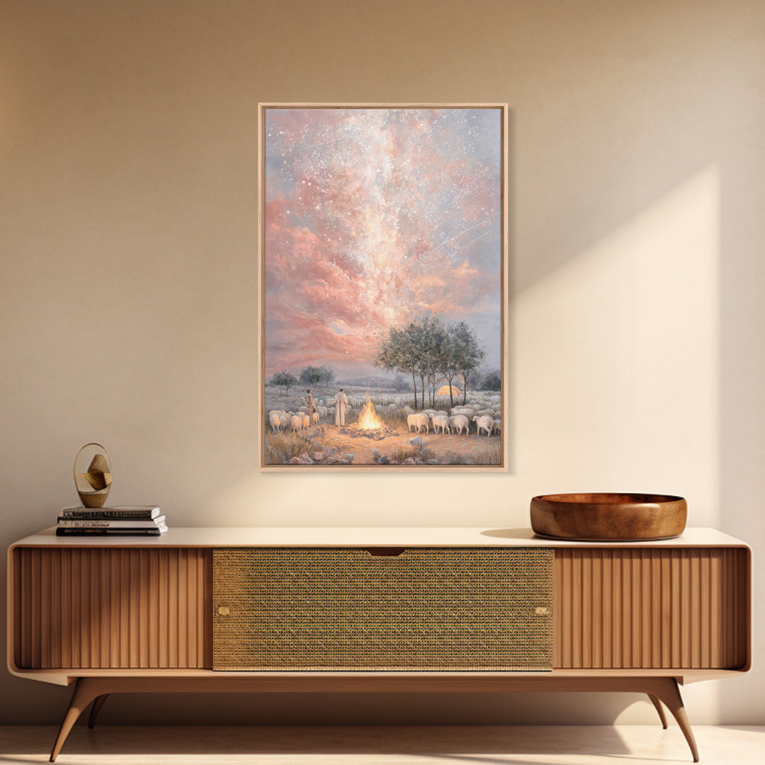 Glory In The Heavens – Framed Canvas Print – Christian Art Canvas – Christmas Art – Christian Wall Art – Christian Christmas Decor – Modern