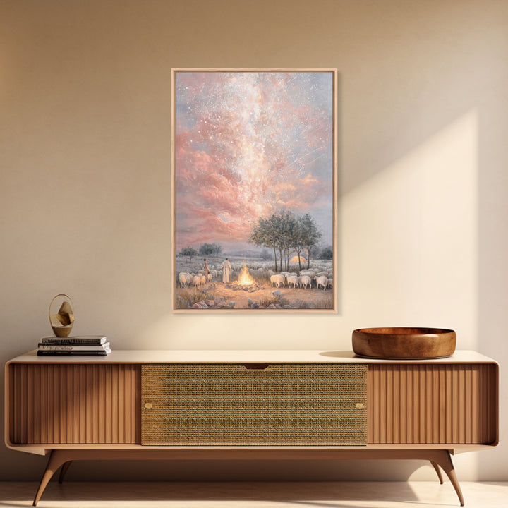Glory In The Heavens – Framed Canvas Print – Christian Art Canvas – Christmas Art – Christian Wall Art – Christian Christmas Decor – Modern