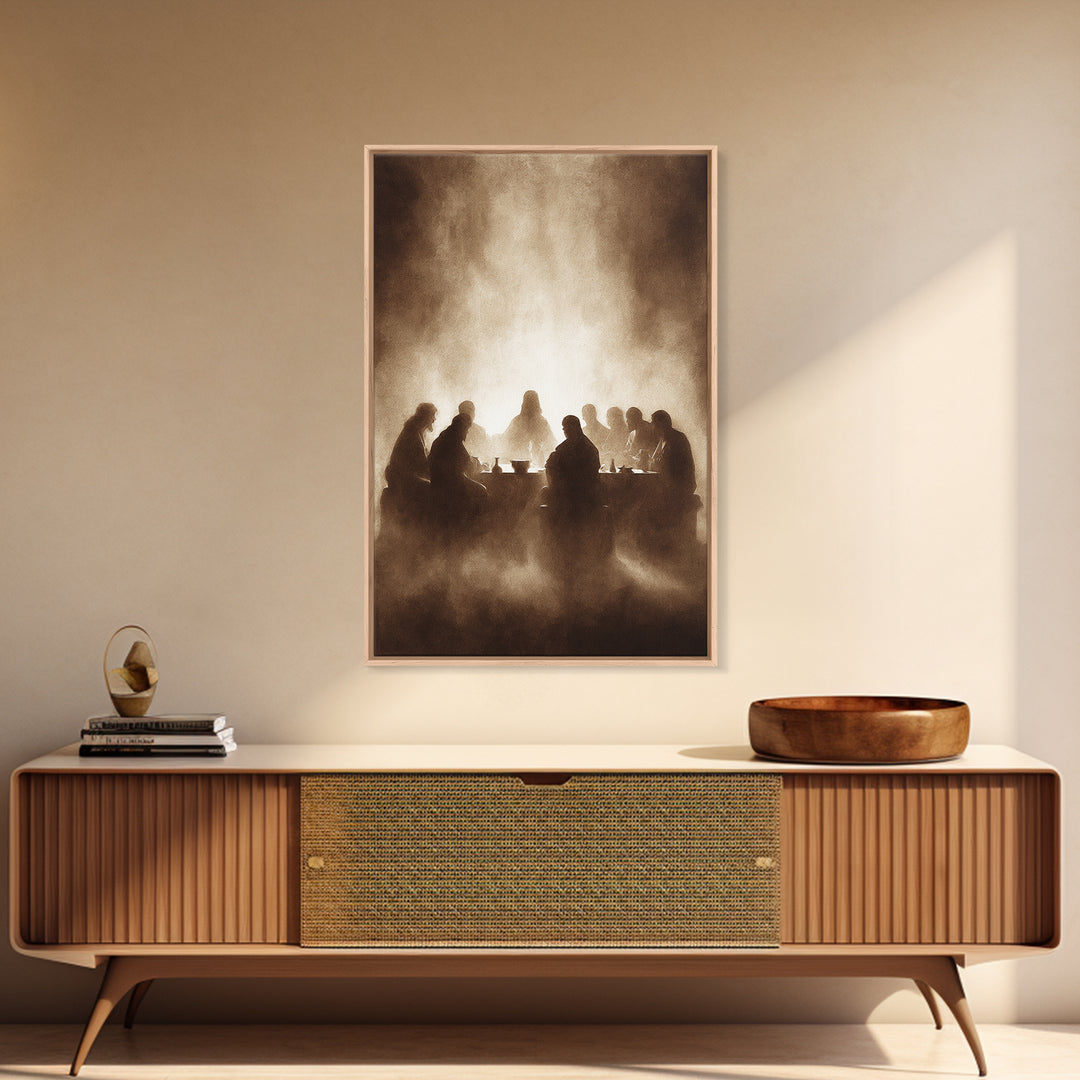 Table Of Fellowship – Framed Canvas Print – Christian Wall Art – Jesus Painting – Christian Art Canvas – Moody Christian Art – Christian Ch