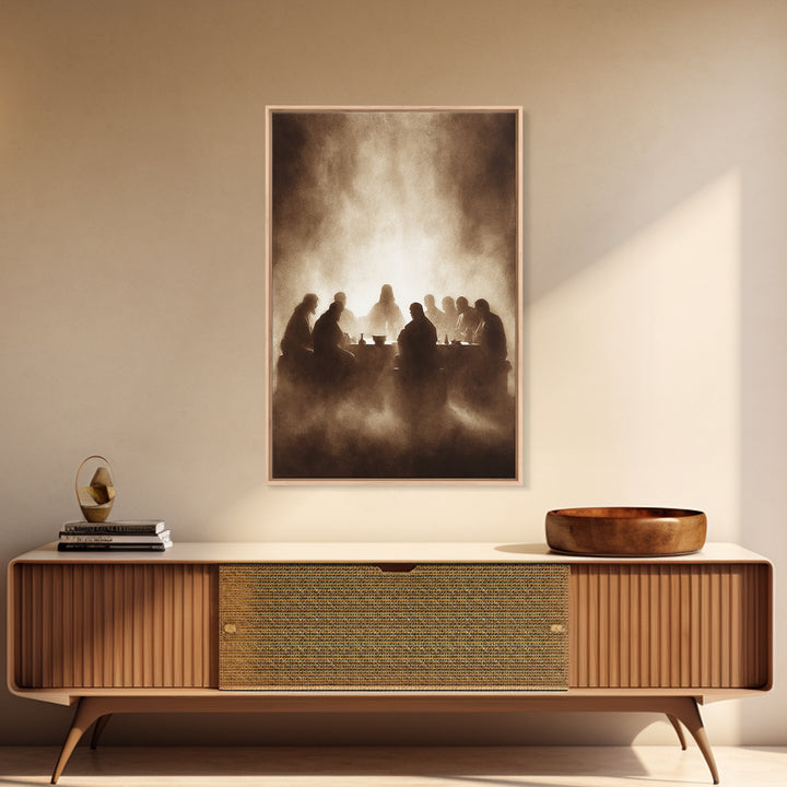 Table Of Fellowship – Framed Canvas Print – Christian Wall Art – Jesus Painting – Christian Art Canvas – Moody Christian Art – Christian Ch
