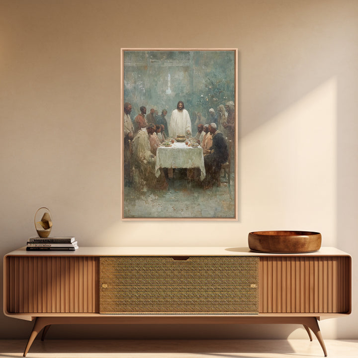 Garden Supper Peace – Framed Canvas Print – Christian Art Canvas – Jesus Painting – Christian Wall Art – Christian Christmas Art – Moody Ch