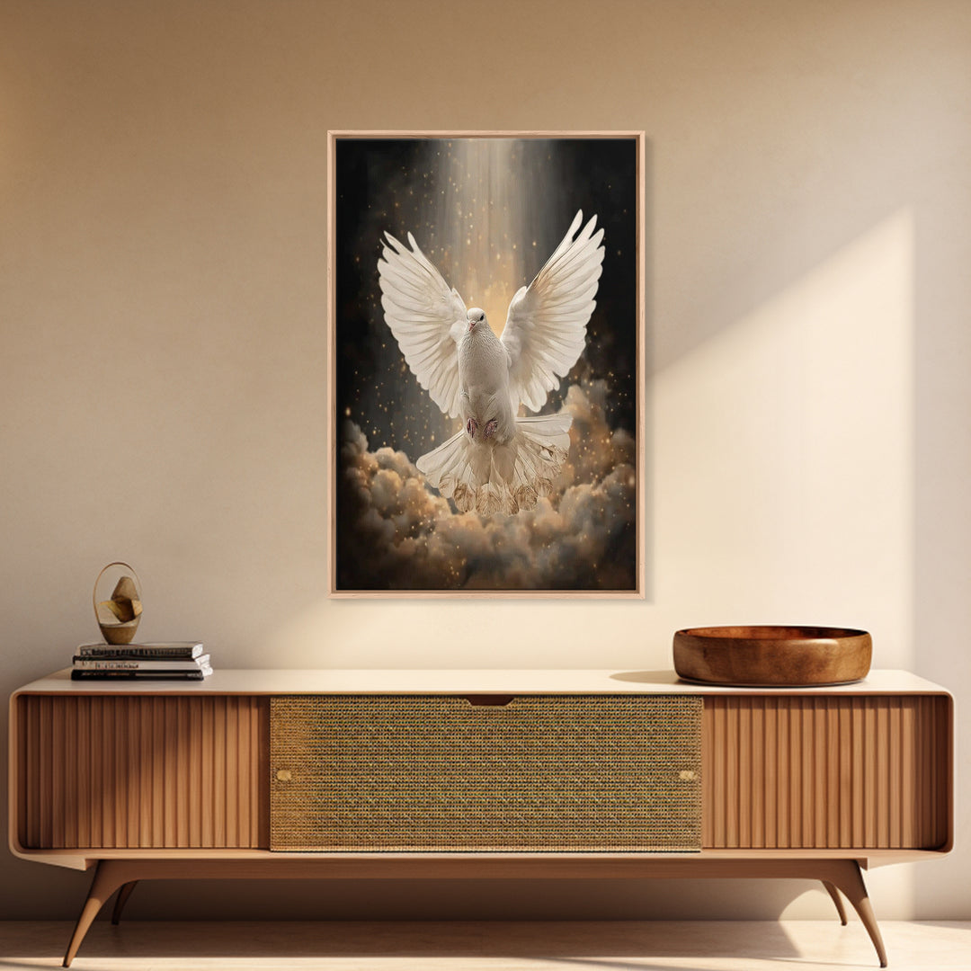 Holy Flight – Framed Canvas Print – Christian Art Canvas – Christian Wall Art – Christmas Art – Modern Christian Art – Christian Decoration