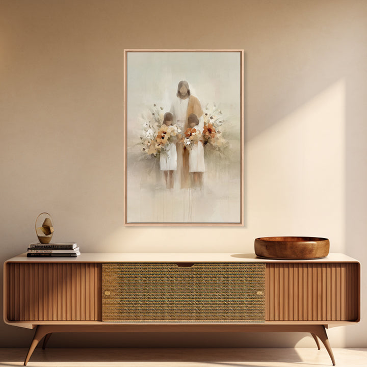 Garden Of Blessing | Framed Canvas Print | Christian Art Canvas | Jesus Art Print | Minimalist Christian Art | Christian Wall Art | Christi