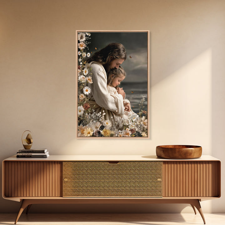 Gentle Comfort – Framed Canvas Print – Jesus Painting – Christian Wall Art – Christian Art Canvas – Subtle Christian Art – Christian Gift I