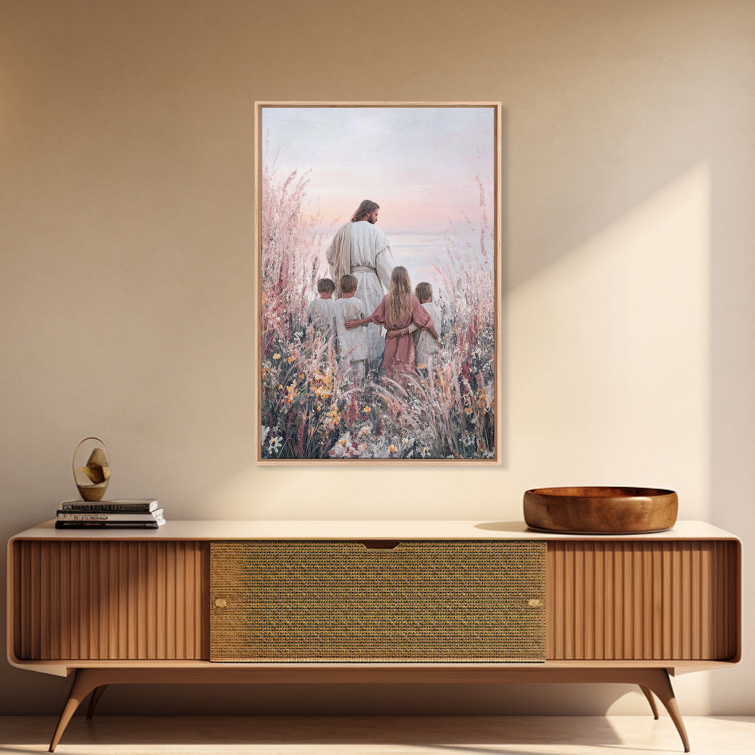 Pastel Horizon Light, Framed Canvas Print, Christian Wall Art, Jesus Art Print, Christian Art Canvas, Christian Painting, Modern Christian