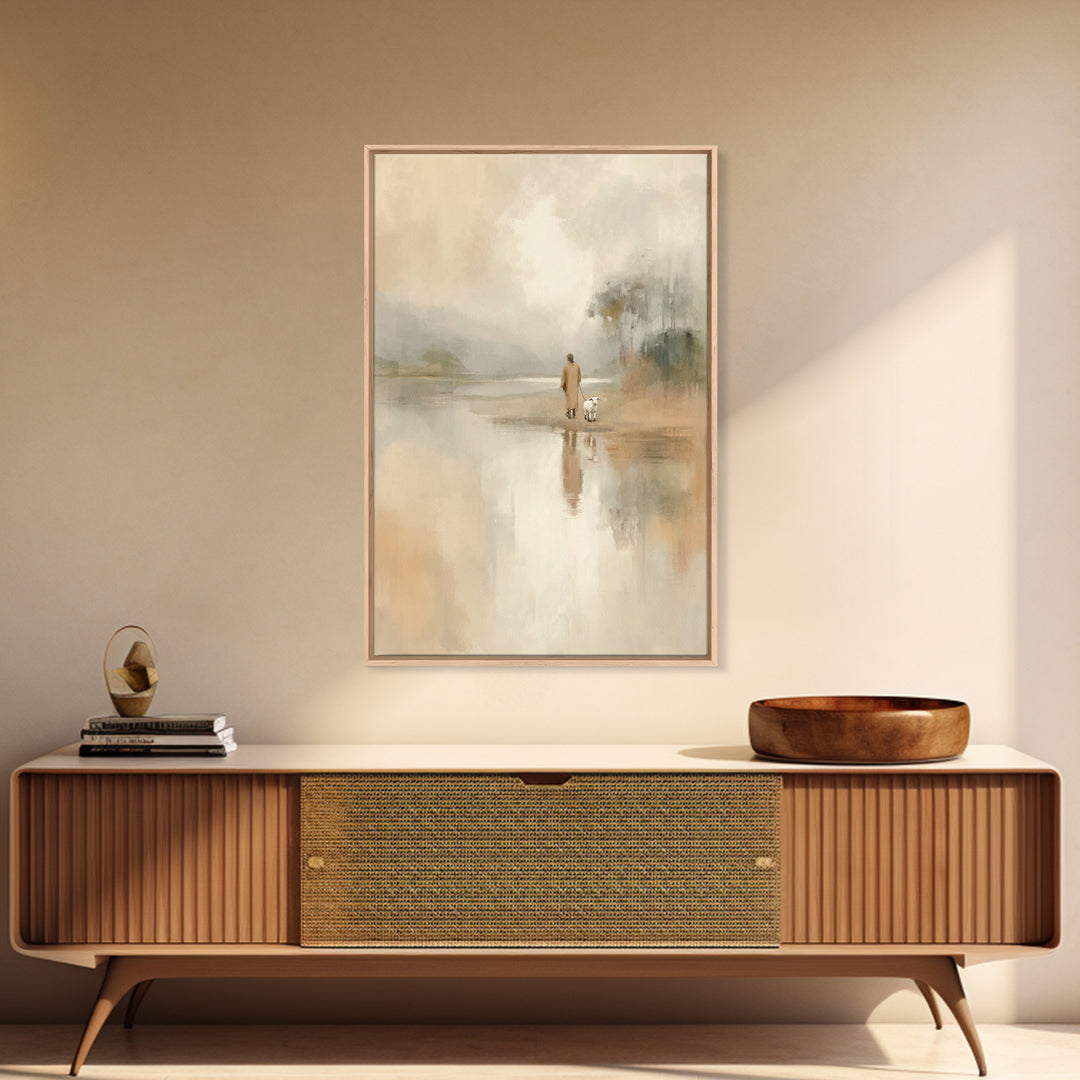 Quiet Shepherd Path – Framed Canvas Print – Christian Wall Art – Christian Art Canvas – Jesus Painting – Subtle Christian Art – Christmas A