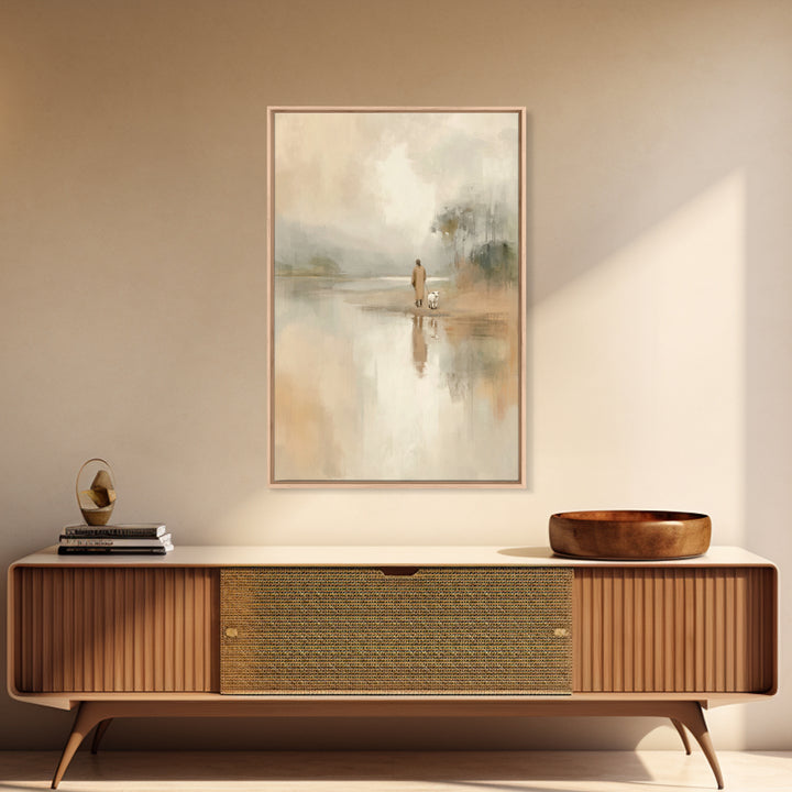 Quiet Shepherd Path – Framed Canvas Print – Christian Wall Art – Christian Art Canvas – Jesus Painting – Subtle Christian Art – Christmas A