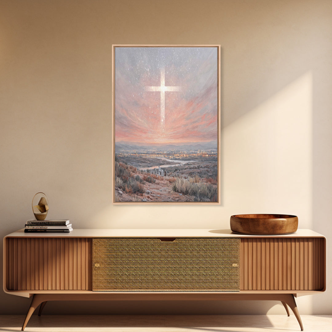 Bethlehem Star Glory – Framed Canvas Print – Christmas Art – Christian Art Canvas – Christian Wall Art – Modern Christian Art – Christian C