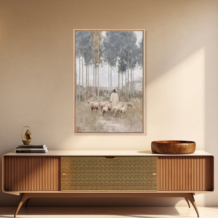 Quiet Shepherd Woods, Framed Canvas Print, Christian Art Canvas, Christian Art, Christian Wall Art, Minimalist Christian Art, Christian Pai