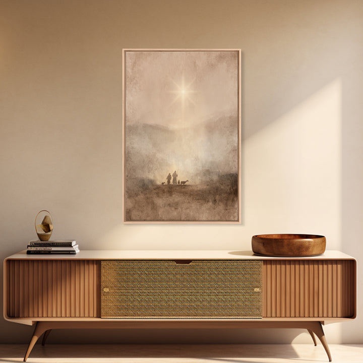Desert Star Rise – Framed Canvas Print – Christian Christmas Art – Christmas Art Prints – Christian Art Canvas – Christian Wall Art