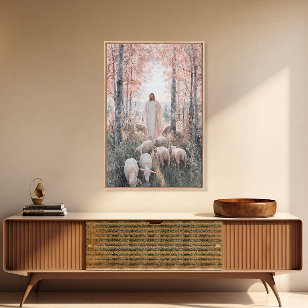 Autumn Grace Walk – Framed Canvas Print – Christian Art Canvas – Jesus Painting – Christian Wall Art – Christian Christmas Art – Modern Chr