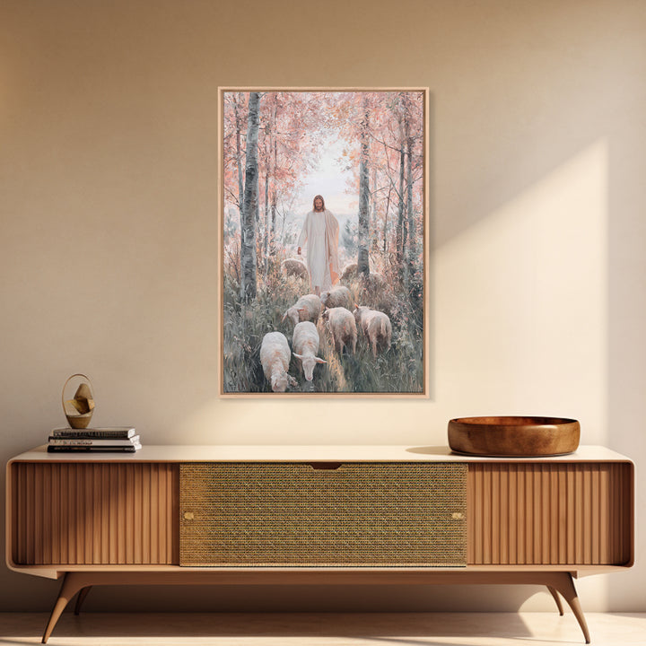 Autumn Grace Walk – Framed Canvas Print – Christian Art Canvas – Jesus Painting – Christian Wall Art – Christian Christmas Art – Modern Chr