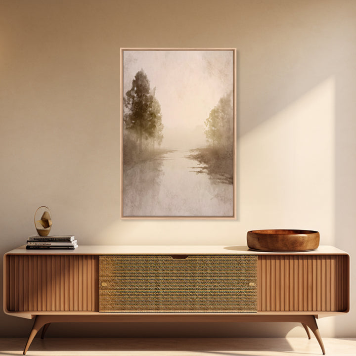 Misty River Hope – Framed Canvas Print – Christian Art Canvas – Christian Wall Art – Subtle Christian Art – Christmas Art – Christian Decor