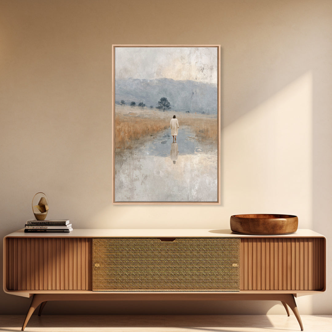 Sacred Plains | Framed Canvas Print | Christian Art Canvas | Large Jesus Painting | Christian Christmas Art | Christian Art Gift | Vintage