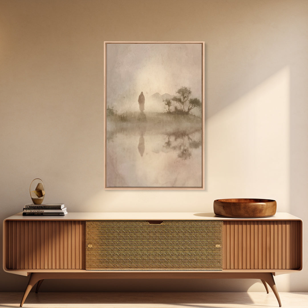 Desert Halo – Framed Canvas Print – Christian Art – Christian Wall Art – Jesus Painting – Christian Christmas Decorations – Modern Christia