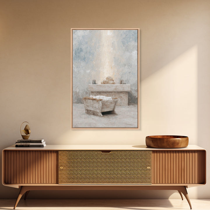 Silent Offering Stone – Framed Canvas Print – Christian Wall Art – Christian Art Canvas – Christmas Art Work – Subtle Christian Art – Chris